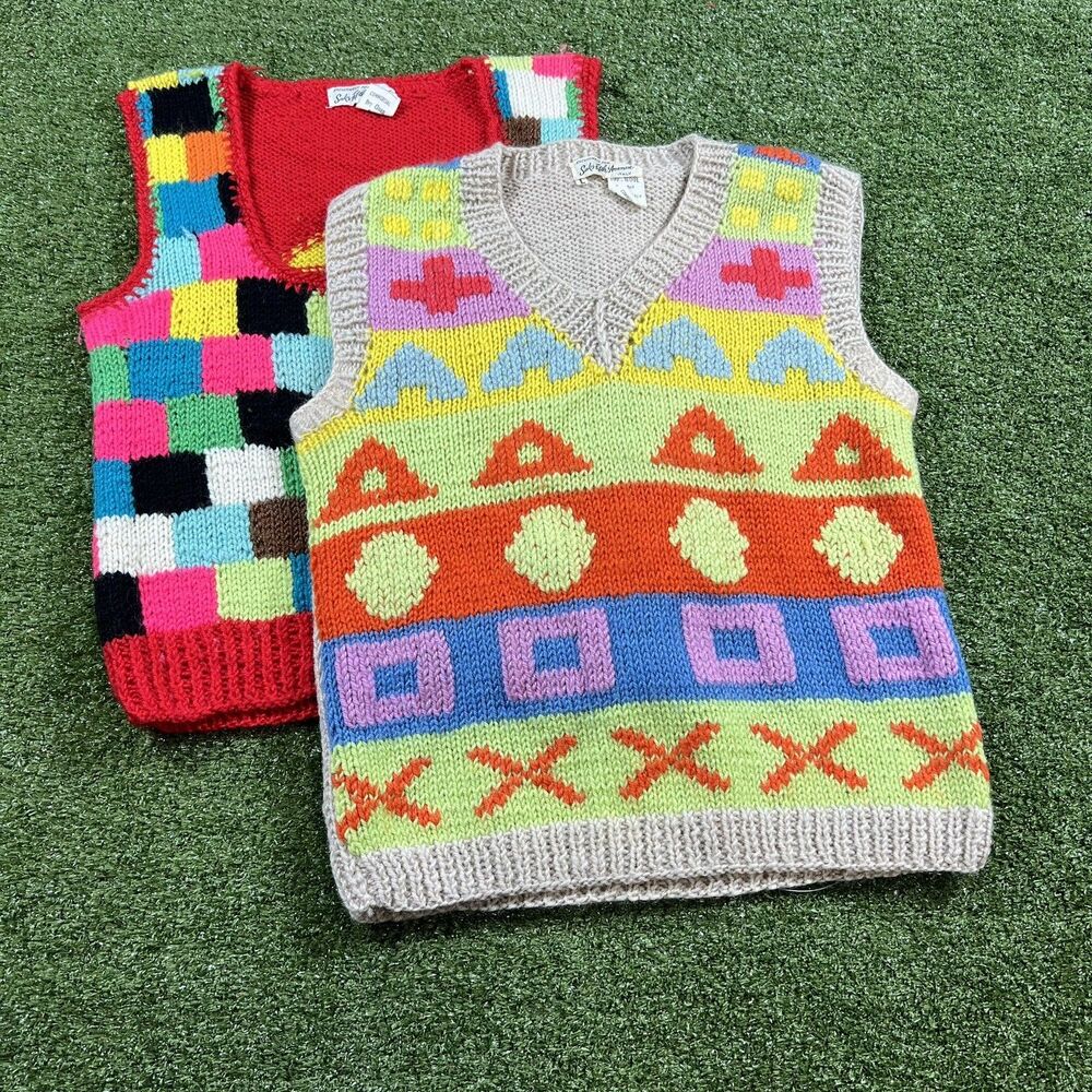 Lot Of 2 Vtg Saks Fifth Avenue Kids Knit Sweater Vest (READ)